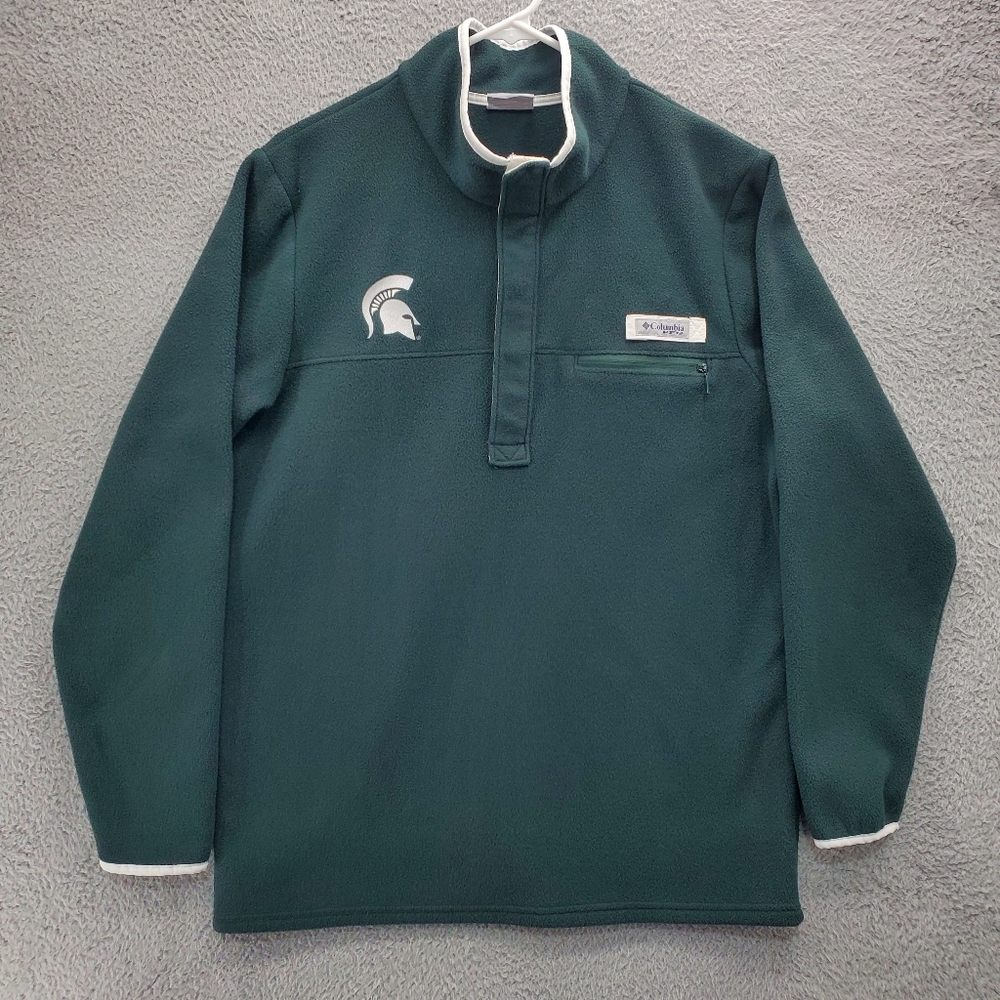 Columbia PFG Harborside Sweatshirt Mens Medium Fleece Pullover Michigan State